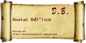 Dostal Bálint névjegykártya